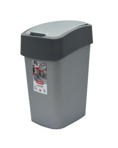 Rubish flip bin, plastic, grey, 18.9x23.5xH35 cm, 10 lt
