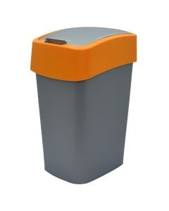 Rubish flip bin, plastic, grey/yellow, 18.9x23.5xH35 cm, 10 lt
