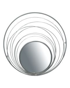 Pasqyrë, kornizë metalike, argjendi, Ø50 cm