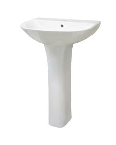 White, ground mounted, porcelain, basin, 53x46x H82.5 cm