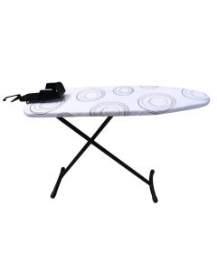 Tavoline hekurosje, LUNA, kembe metalike te zeza, mbulese 100% pambuk dhe 7mm sfungjer, e bardhë, 110x33x83 cm