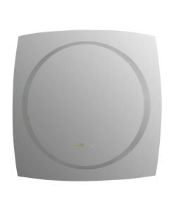 Mirror with LED, aluminum frame, touch on/off, with clock and temperature, 70x70 cm