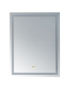 Mirror with LED, aluminum frame, touch on/off, with clock and temperature, 60x80 cm