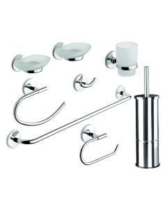Set of toilet accessories, One, stainless steel, with screw, 8 pieces