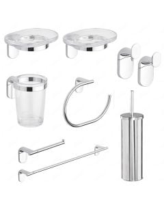 Set of toilet accessories, Zero, chrome steel, with screw, 8 pieces