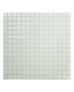 Mozaik për veshje, xhami, e montuar në rrjetë, e bardhë, 2x2x0.4 cm