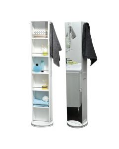 Rotating side cabinet, with mirror, mdf, white, 17.5x30x169.5 cm