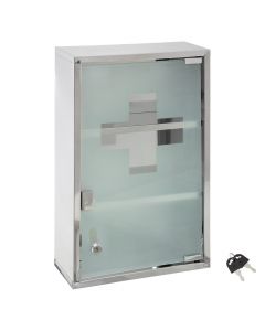 Medicine cabinet, stainless steel/glass, silver, 30x12x45 cm