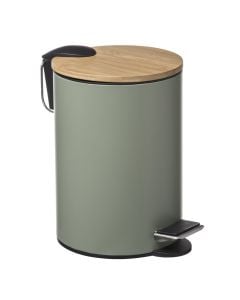 Toilet bin, Khaki, metal/bamboo, gray/brown, 3lt, 17x23 cm