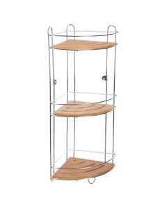 Corner shower holder, Venterra, 3-tier, metal/bamboo, 26.5x19x56 cm