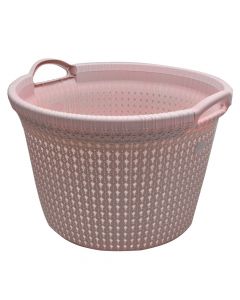 Kosh rrobash, Knit, 35 lt, i rrumbullakët, plastik, rozë, 48.6x45.2x32.6 cm