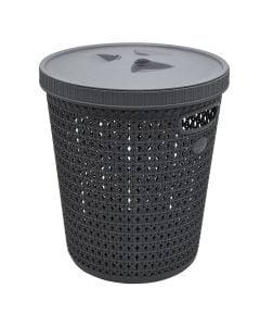 Dustbin, with compartment for bags, 12 lt, plastic, anthracite, Ø27x30.4 cm
