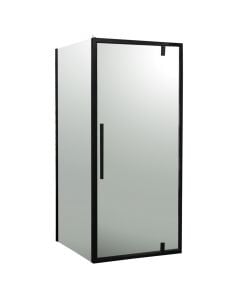 Kabinë dushi, xham 6 mm, profile alumini, e zezë mat, 90x90xH195 cm