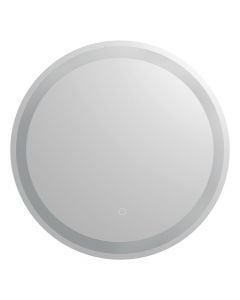 Round mirror LED, aluminum frame, touch on/off, 60x60 cm