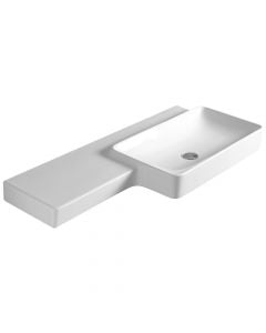 Rectangular basin, Flow, with shelf, ceramic, white, 115x50xH11 cm