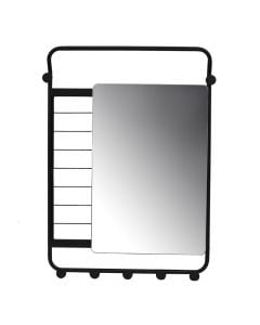 Mirror with clothes hanger, Hammer, coated metal, black, 49.5x4.5x69.8 cm