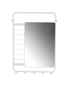 Mirror with clothes hanger, Hammer, coated metal, white, 49.5x4.5x69.8 cm