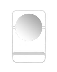 Mirror with shelf, Hagan, coated metal, white, 55x12x55 cm