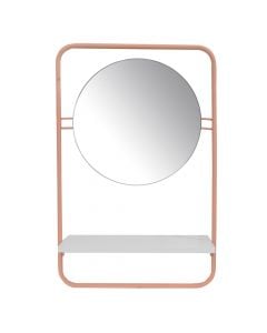 Pasqyrë me raft, Hagan, metal i veshur, rozë, 55x12x55 cm