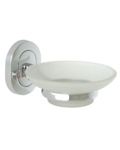 Soap holder, Smodo, chromed/glass, silver/white
