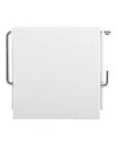 Toilet paper holder, polystyrene/metal, white, 13x11.5xH15 cm