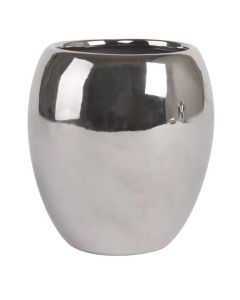 Toothbrush holder, Dakhla, ceramic, silver, 9xH9.5 cm