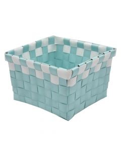 Storage basket, wicker, green/white, 14x14xH9 cm