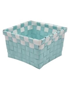 Storage basket, wicker, green/white, 14x14xH9 cm