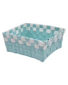 Storage basket, wicker, green/white, 19x14xH8 cm