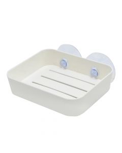 Soap holder, vacum, plastic, white, 14.7x9.4xH11 cm