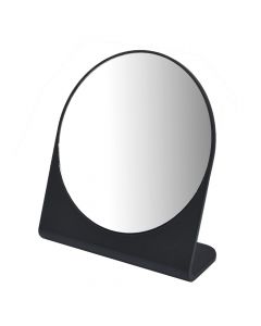 Cosmetic mirror with holder, metal/glass, black, 17x7xH19cm