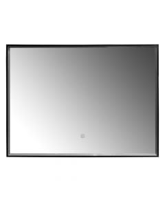 Pasqyrë katrore me ndriçim, LED, kornizë alumini,e zezë, ndezja /fikja me prekje, 80x60cm