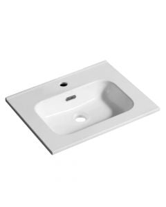 Square basin, porcelain, cabinet mounted, white, 61x46.5xH15.5 cm
