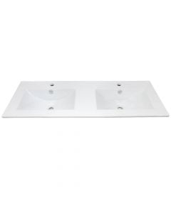 Porcelain basin, cabinet mounted, white, 121x46xH17 cm