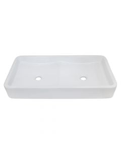 Square basin, 2 pits, cabinet mounted, porcelain, white, 80x39xH11.5 cm