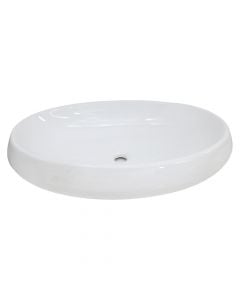 Oval basin, porcelain, cabinet mounted, white, 75x44xH16 cm