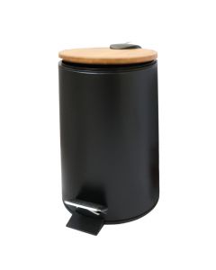 Kosh tualeti, 3L, metal/bambu, e zezë,16.8xH24cm