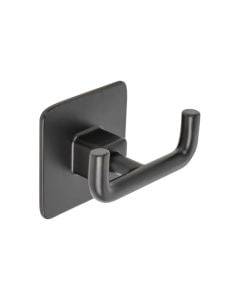 Mbajtëse peshqiri, 2 ganxha,  çelik/metal, e zezë, 6.5x5.3xH4cm