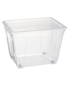 Storage box, with wheels, plastic, transparent, 40x29xH24 cm