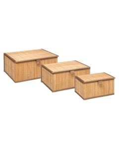 Set of 3 storage boxes, bamboo, bamboo/natural, 32x25xH15cm; 29x23xH14 cm; 24x18xH12cm