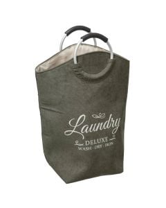 Laundry basket, Trio, with handle, velvet, khaki, 52x28xH60cm