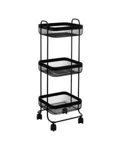 Organization shelf, Mayaj, 3 baskets with wheels, metal, black, 26x24.5xH76cm
