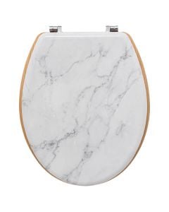 Toilet lid, Lea, MDF, marble/white, metal hinge, 36x46xH5 cm