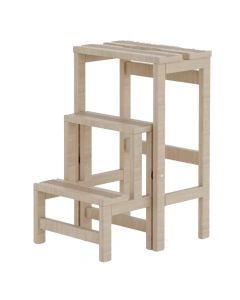 Folding bench, 2 levels, beech wood, natural wood, 23x37xH57 cm