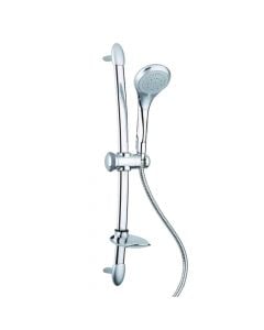 Shower set, shower head + flexible pipe, 5 functions, stainless steel/ABS, silver, 10X63 cm