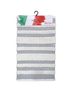 Bath mat, cotton, striped, white/grey, 50x80 cm