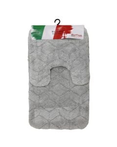 Bath mat, set of 2, cotton, grey/light, 50x48cm; 80x48 cm
