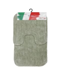 Bath mat, set of 2, microfiber, green/grey, 50x48cm; 80x48 cm