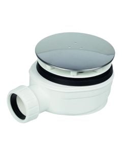 Shower tray (thin), plastic, white/chrome, Ø90x40 mm