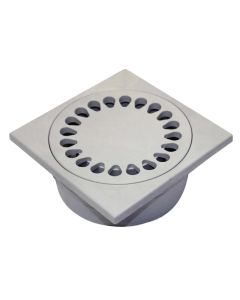 Waste trap for flor, vertical, plastic, gray, 15x15x ø50